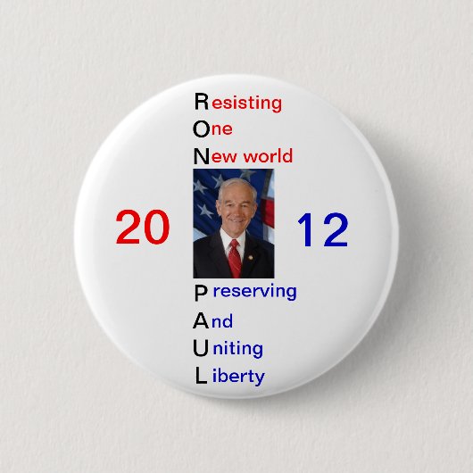 Ron Paul 2012 Supporter Pin Ronde Button 5,7 Cm (Voorkant)