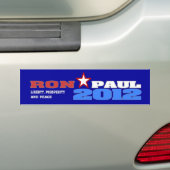 Ron Paul 2012 (vrijheid, voorspoed en vrede) Bumpersticker (Op auto)