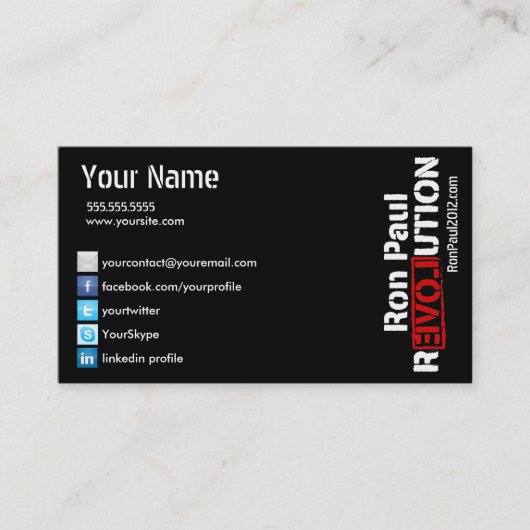 Ron Paul Revolution Card Visitekaartje (Voorkant)