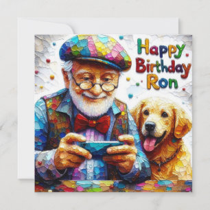 Ron~ Verjaardag Kaart ~ Golden Retriever ~