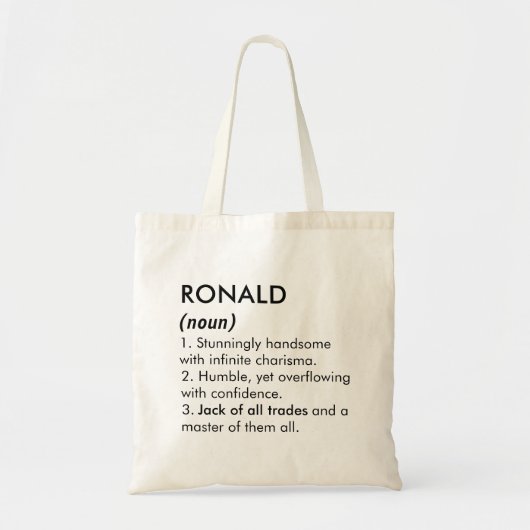 Ronald name, Editable name, Custom name Tote Bag (Voorkant)