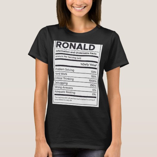 Ronald Nutrition Information Problem Solving Hard T-shirt (Voorkant)