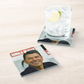 Ronald Reagan Glazen Onderzetter (Schuin)