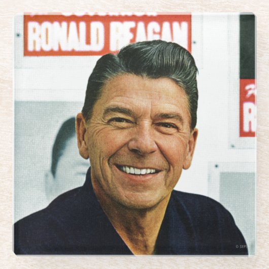 Ronald Reagan Glazen Onderzetter (Voorkant)
