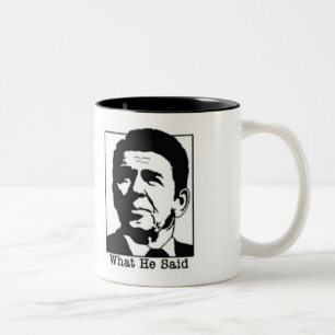 Ronald Regan, wat hij zei koffie... - Gepersonalis Tweekleurige Koffiemok