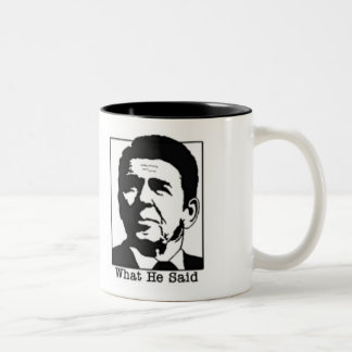 Ronald Regan, wat hij zei koffie... - Gepersonalis Tweekleurige Koffiemok