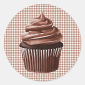 Rond 013 Chocolate Cupcake on Gingham Sticker (Devant)