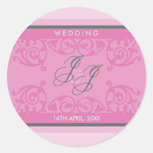 Rond 070 Jenny+Justin :: MONOGRAMMED STICKER :: boucles