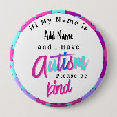 Rond 10 Cm Autism Alert Im Autistic Pin id Badge (Devant)
