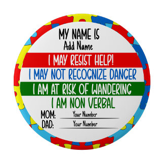 Rond 10 Cm Autism Alert Non Verbal Autistic Pin Badge