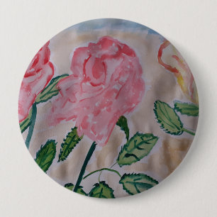 Rond 10 Cm Badge Abstrait des Roses d'été