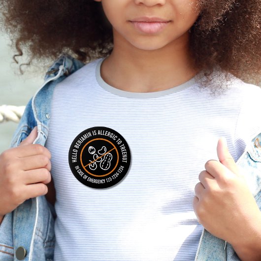 Rond 10 Cm Badge d'allergie aux noix d'arbre