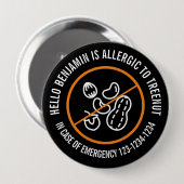 Rond 10 Cm Badge d'allergie aux noix d'arbre (Devant & derrière)