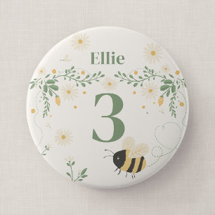 Rond 10 Cm Badge de naissance de l'âge de l'enfant abeille