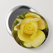 Rond 10 Cm Badge de Rosebud Jaune (Devant & derrière)