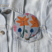 Rond 10 Cm Badge Orange Lilies (En situation)