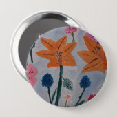 Rond 10 Cm Badge Orange Lilies (Devant & derrière)