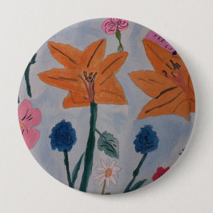 Rond 10 Cm Badge Orange Lilies