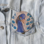 Rond 10 Cm Badge Peacock Bleu (En situation)