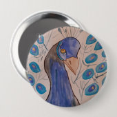 Rond 10 Cm Badge Peacock Bleu (Devant & derrière)