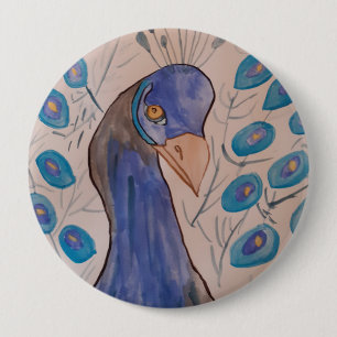 Rond 10 Cm Badge Peacock Bleu
