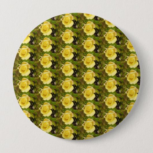 Rond 10 Cm Badge Rosebuds Jaune (Devant)