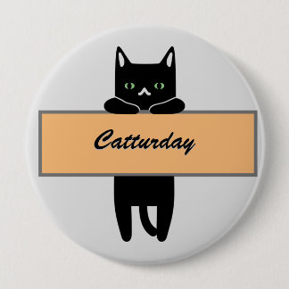 Rond 10 Cm Cat holding a sign Button Badge