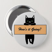Rond 10 Cm Chat tenant un badge de signe (Devant & derrière)