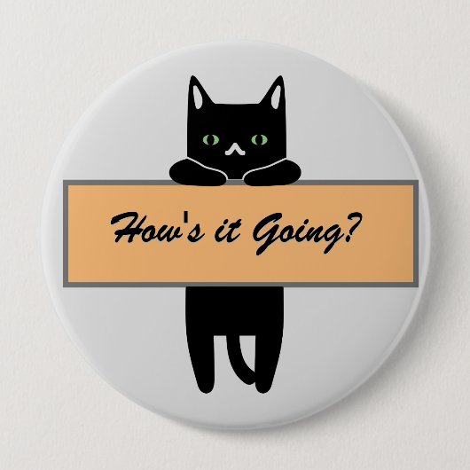 Rond 10 Cm Chat tenant un badge de signe (Devant)