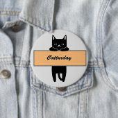 Rond 10 Cm Chat tenant un badge de signe (En situation)