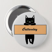 Rond 10 Cm Chat tenant un badge de signe (Devant & derrière)