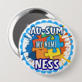 Rond 10 Cm Épingle de badge de sensibilisation à l'autisme (Devant & derrière)