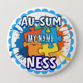 Rond 10 Cm Épingle de badge de sensibilisation à l'autisme (Devant)