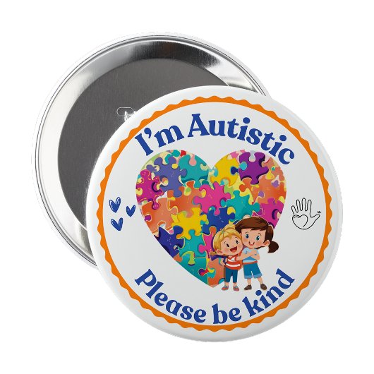 Rond 10 Cm I’m Autistic please be kind pin button badge