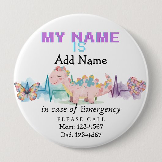 Rond 10 Cm I'm autistic emergency pin Button badge (Devant)