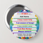 Rond 10 Cm I'm autistic non verbal pin Button badge (Devant & derrière)