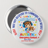 Rond 10 Cm I'm autistic non verbal pin Button badge (Devant & derrière)