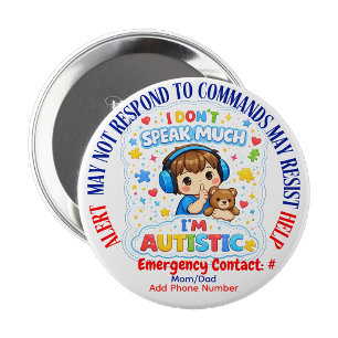 Rond 10 Cm Je suis autiste non verbal pin Badge bouton