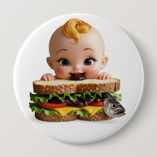 Rond 10 Cm Kewpie Fan Burger Poupée Badge Large