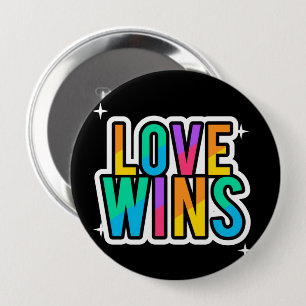 Rond 10 Cm L'amour gagne. LGBTQ+Fierté. Arc en ciel. Badge