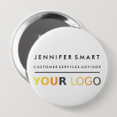 Rond 10 Cm Large Employee Name Badge Custom Logo Staff (Devant & derrière)