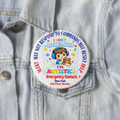 Rond 10 Cm Non Verbal Autism alert pin badge  (En situation)