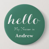 Rond 10 Cm Vert Bonjour Mon nom est Nom Badge (Devant)