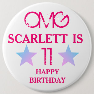 Rond 15,2 Cm Badge Anniversaire de enfant - Nom Etoiles d'âge r