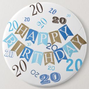 Rond 15,2 Cm Badge d'anniversaire - Joyeux 20e anniversaire