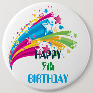 Rond 15,2 Cm Badge d'anniversaire - Joyeux 9e anniversaire