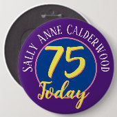 Rond 15,2 Cm Badge de 75e anniversaire à personnaliser. (Devant & derrière)