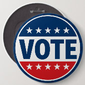 Rond 15,2 Cm Conception de badge de campagne VOTE Bold (Devant & derrière)