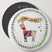 Rond 15,2 Cm Llama - Badge dramatique, Rainbow Llama (Devant & derrière)