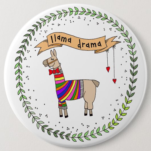 Rond 15,2 Cm Llama - Badge dramatique, Rainbow Llama (Devant)